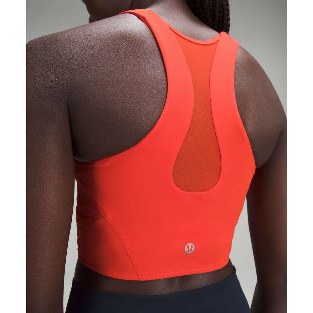 LULULEMON Mesh-Back Train Bra Medium Support A/B Cup Size 6 Solar Orange - Picture 2 of 6
